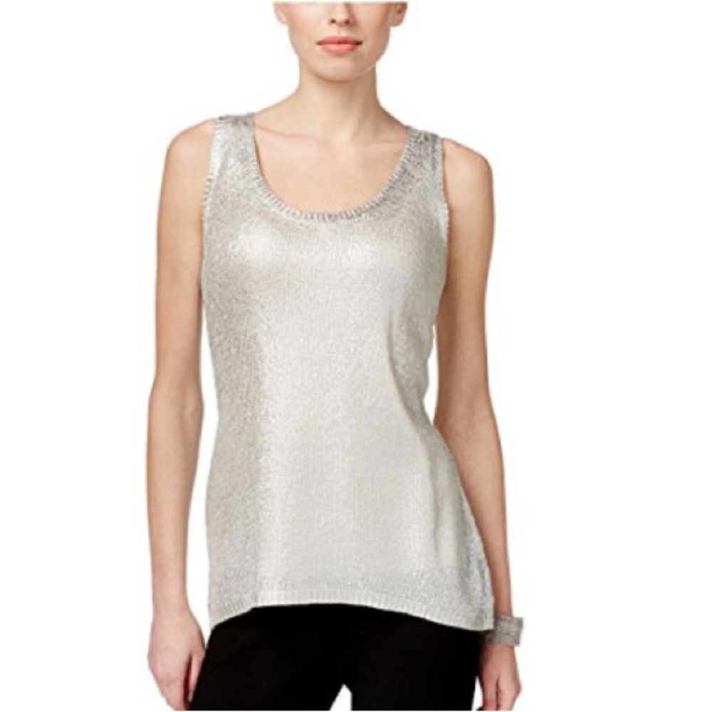 3/$15 Rock & Republic Silver Metallic Tank L - Picture 1 of 7